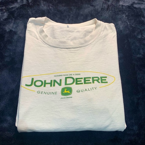💙 Vintage 90s John Deere White and Green T-Shirt XL Distressed - Picture 7 of 10